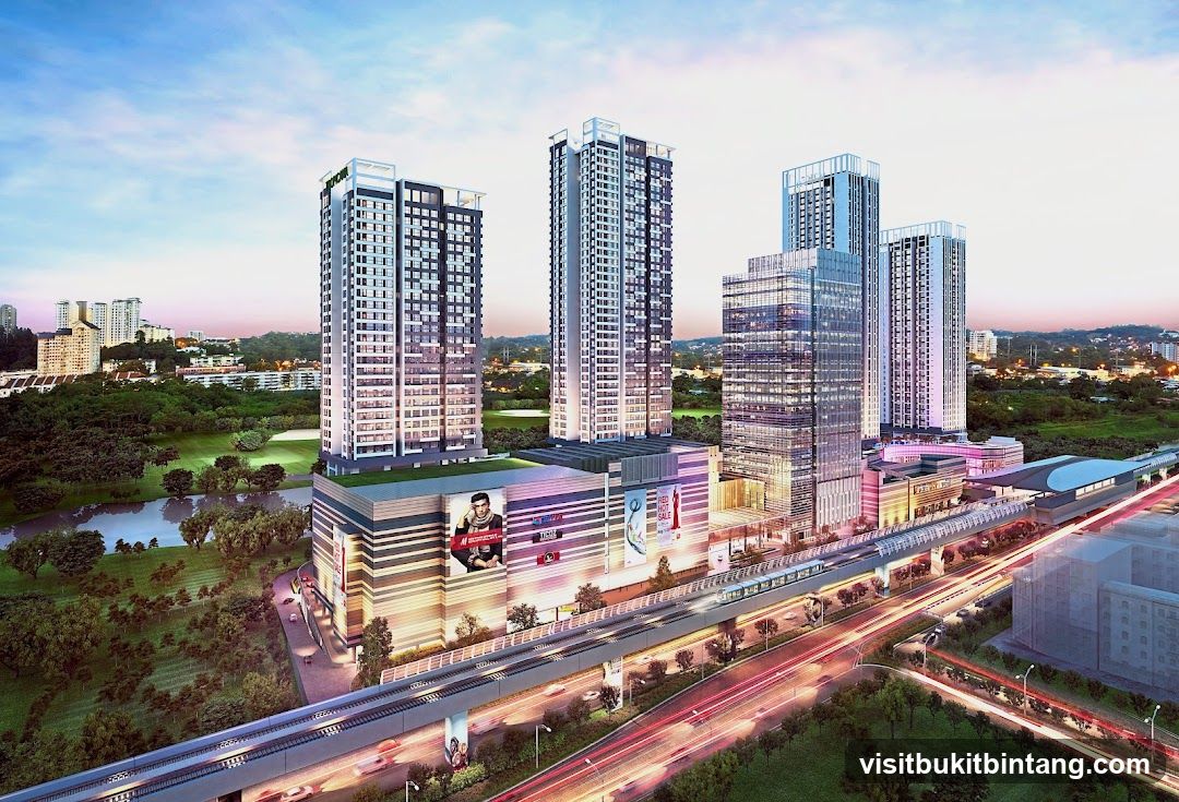 Cityscape with High-Rise Buildings and Train Tracks