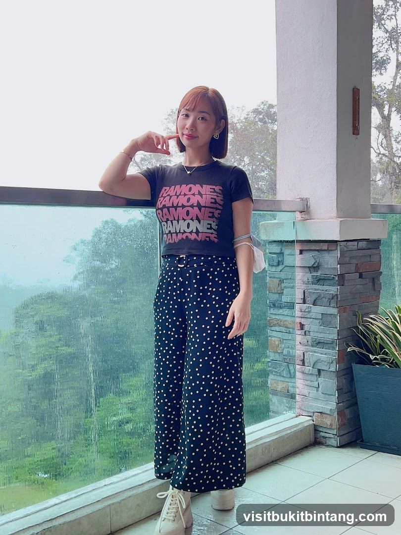Woman in Ramones T-shirt and Polka Dot Pants