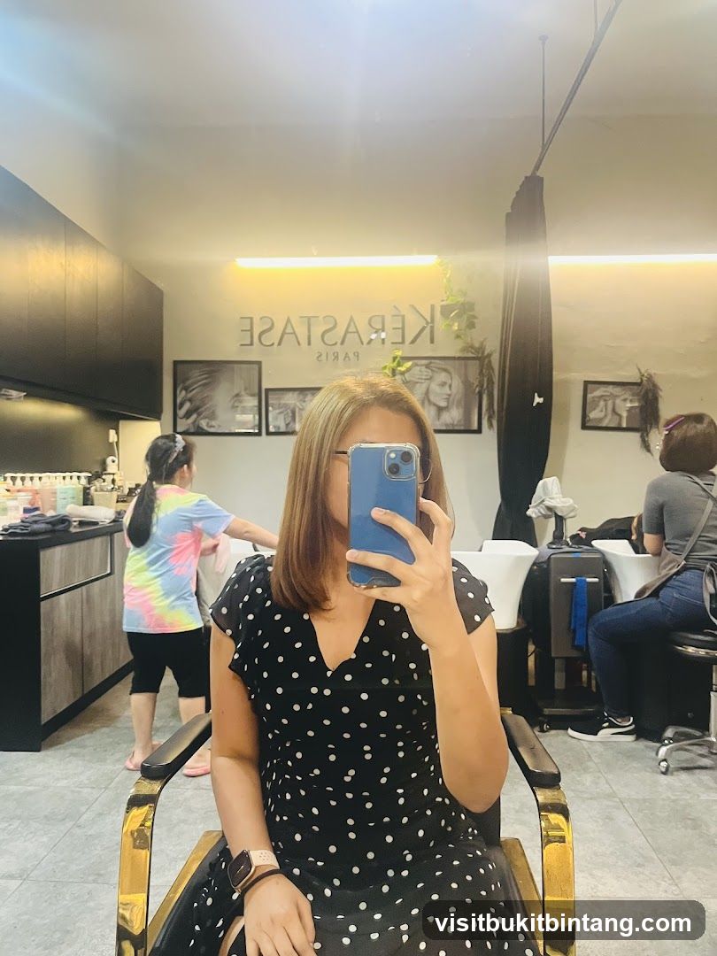Salon Interior with Woman Taking Selfie