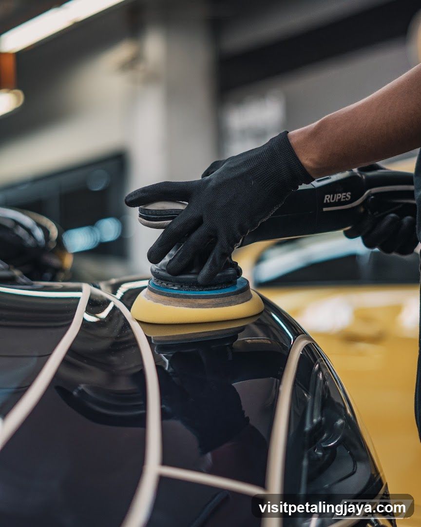 Car Polishing in Workshop