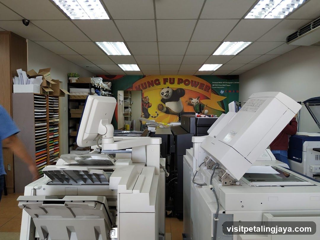Office Interior with Photocopiers and Decor