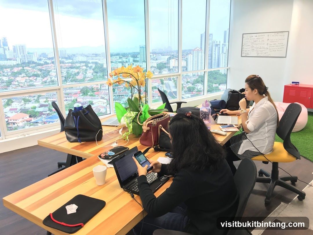 Office interior with city view