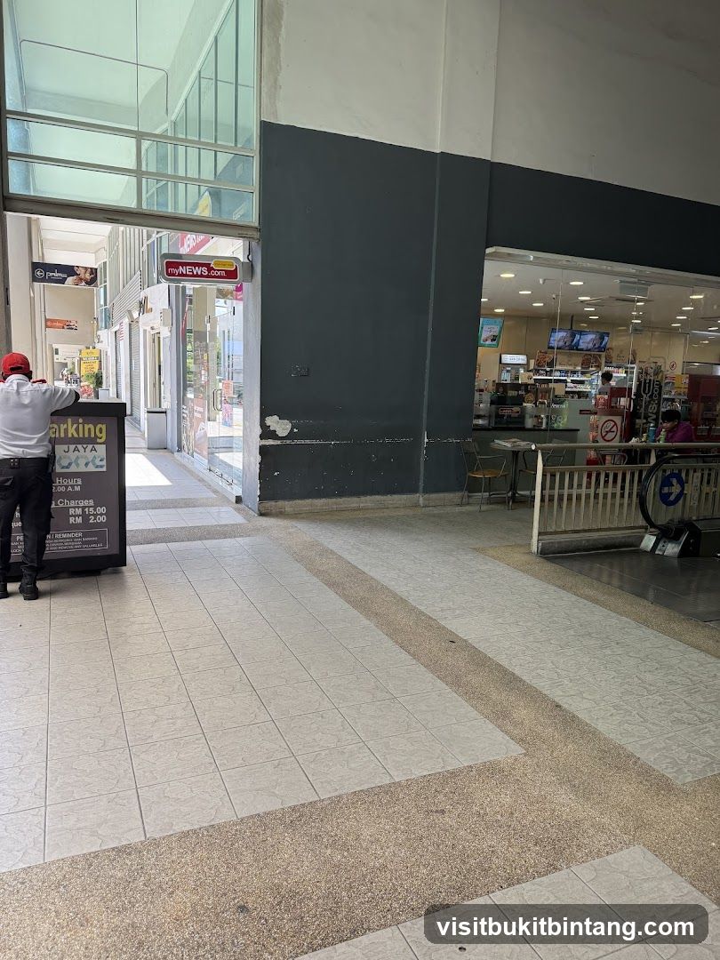 Outdoor walkway with shops
