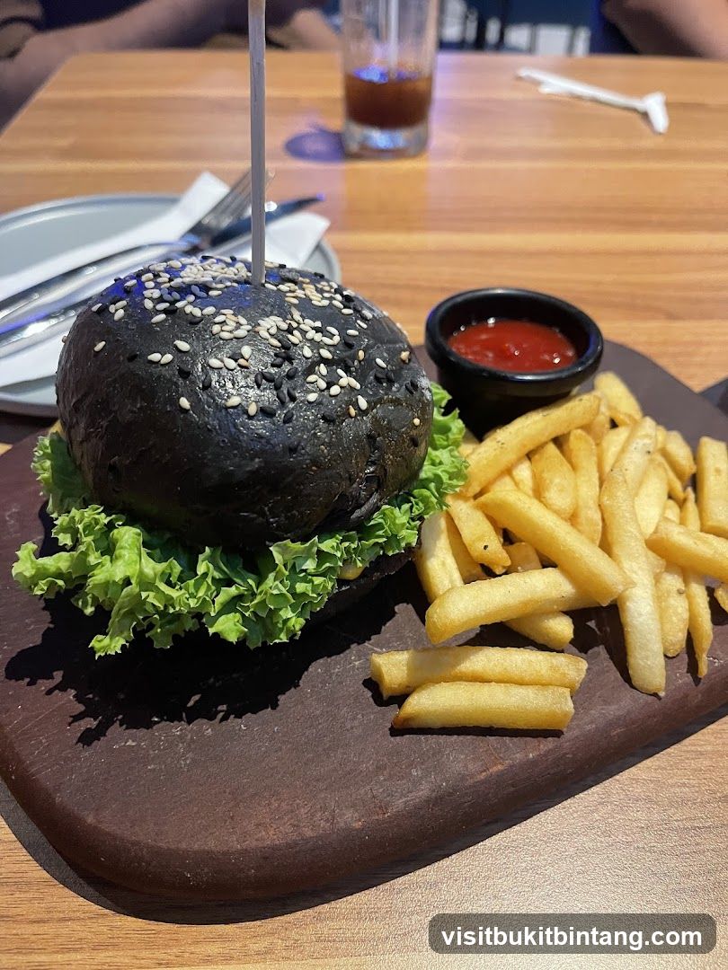 Black Burger with Fries