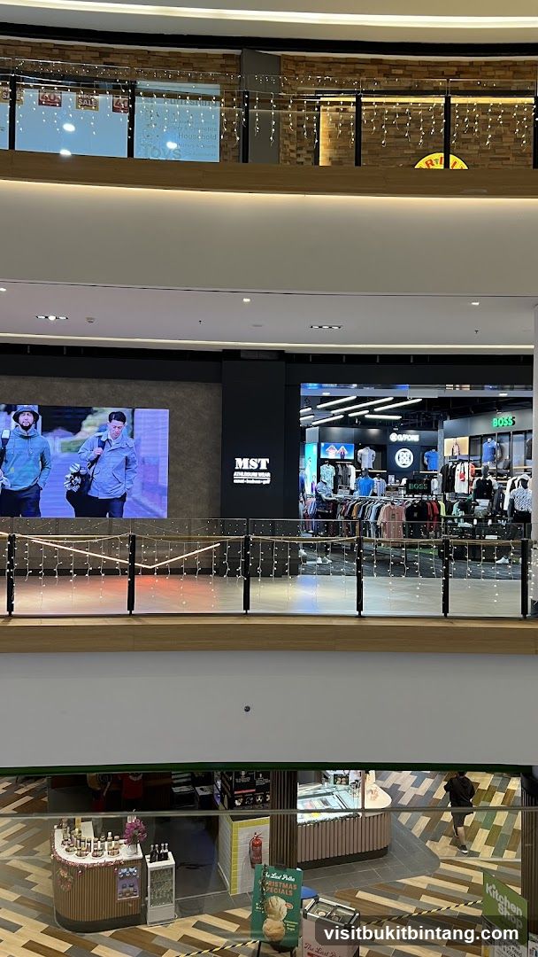 Mall Interior with Clothing Stores and Ice Cream Shop