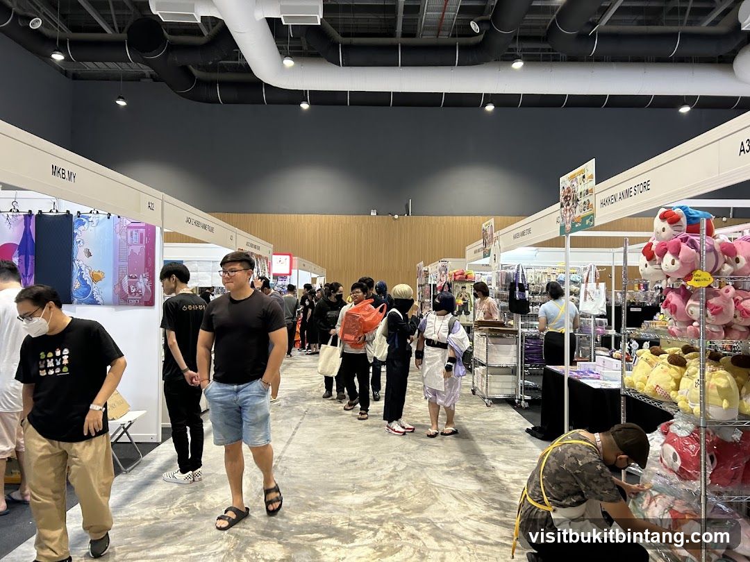 Anime merchandise stalls at a convention