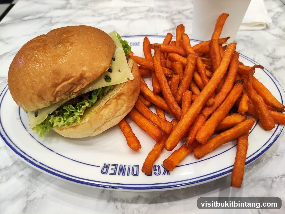 Burger and Sweet Potato Fries