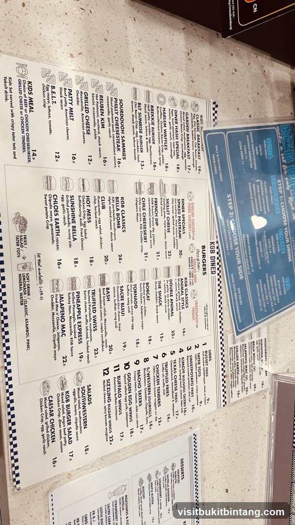 KGB DINER MENU