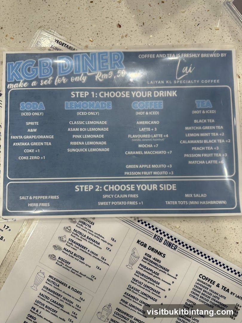 KGB DINER Menu