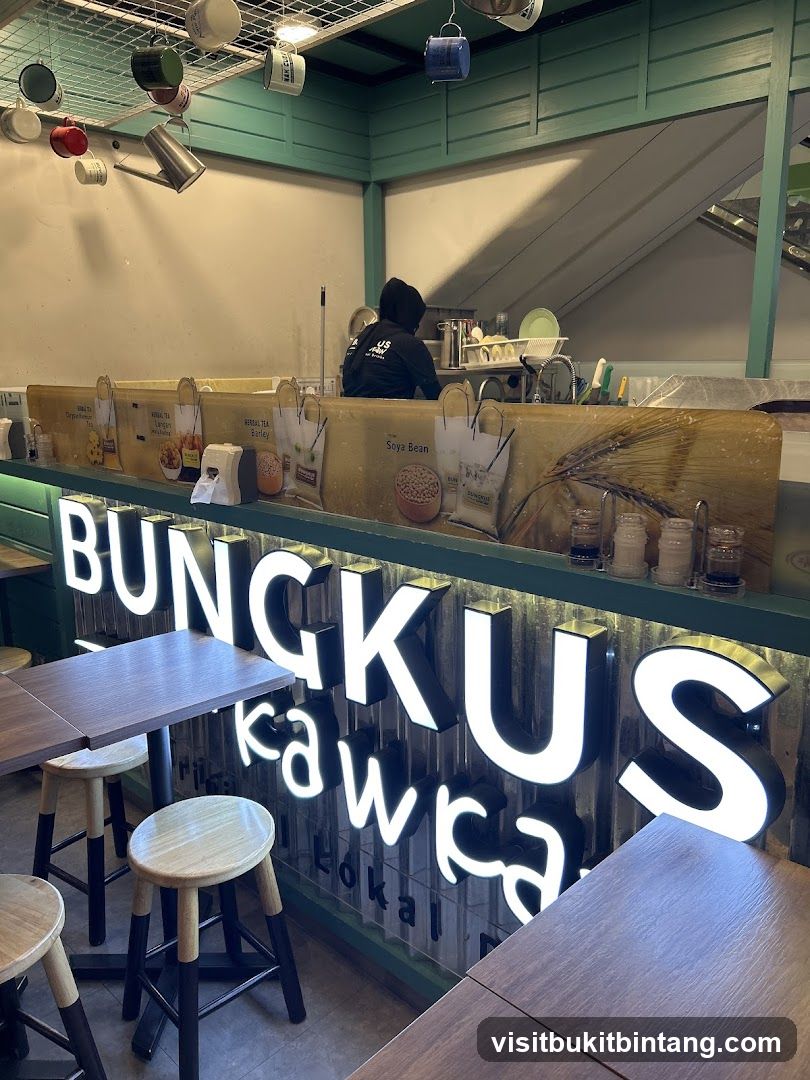 Cafe Interior with Large Signage