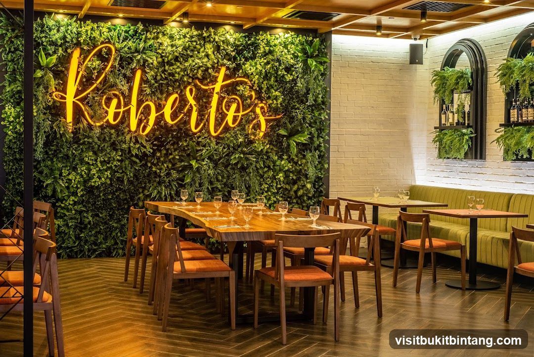 Restaurant Interior with Neon Sign