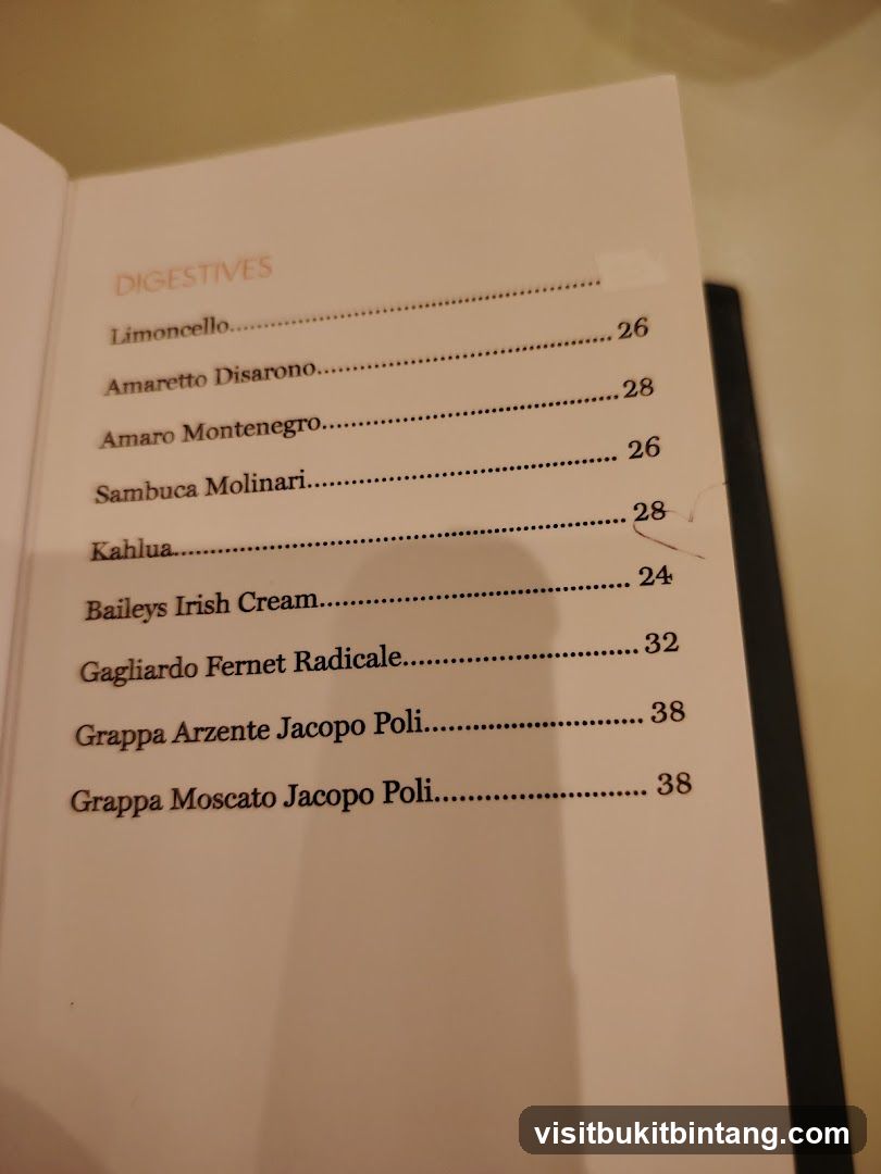 Digestives Menu