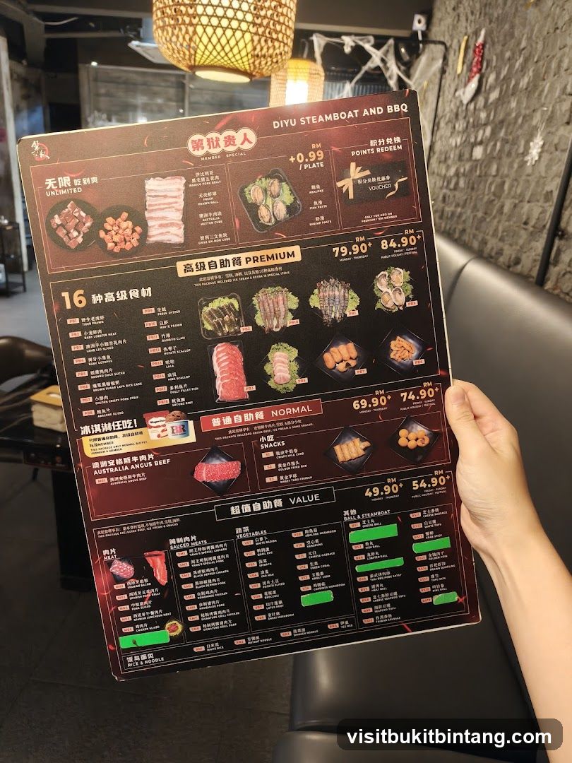 DIYU Steamboat and BBQ Menu