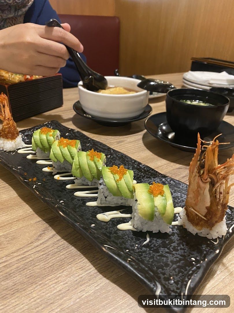 Avocado Sushi and Shrimp Tempura