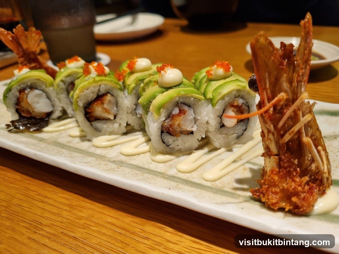 Avocado Sushi Roll with Fried Shrimp