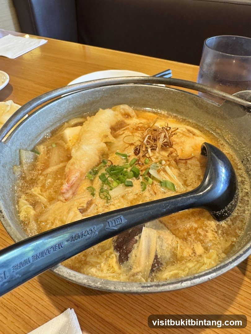 Nabe Dish with Shrimp Tempura