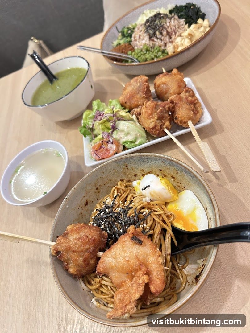 Noodles with Fried Chicken and Soup