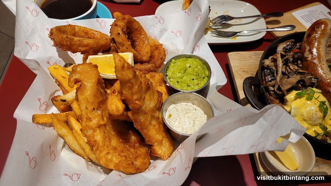 Fish and Chips with Sausage and Eggs
