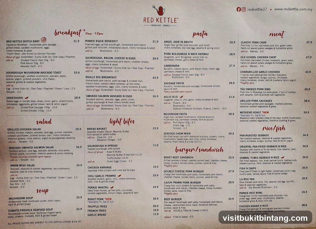 RED KETTLE Menu