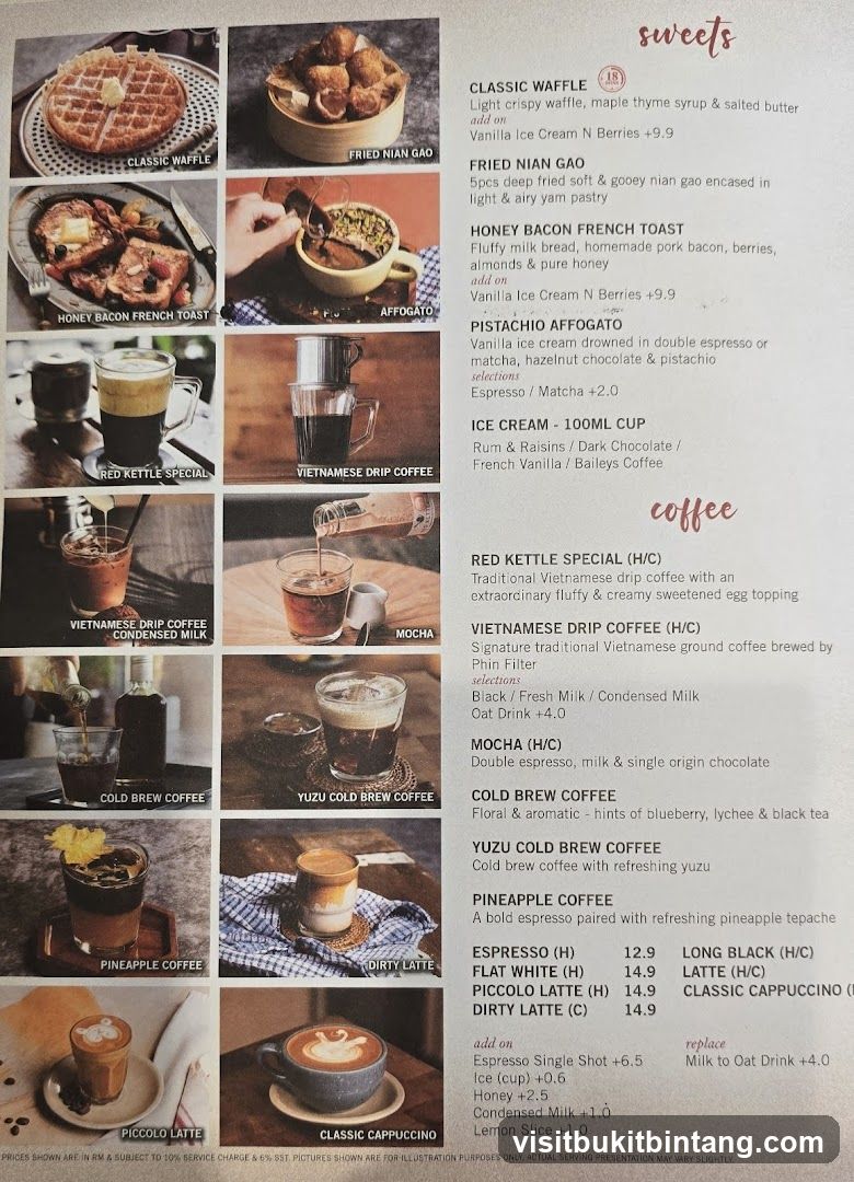 Sweets and Coffee Menu