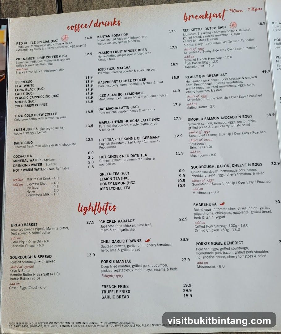 Coffee/Drinks, Breakfast, Lightbites