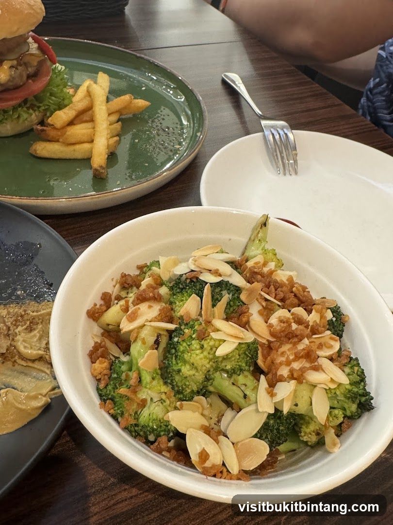 Broccoli with almonds and crispy bits