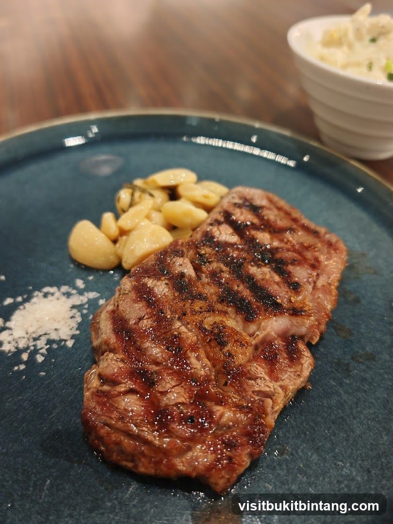 Grilled Steak with Garlic and Side Dish