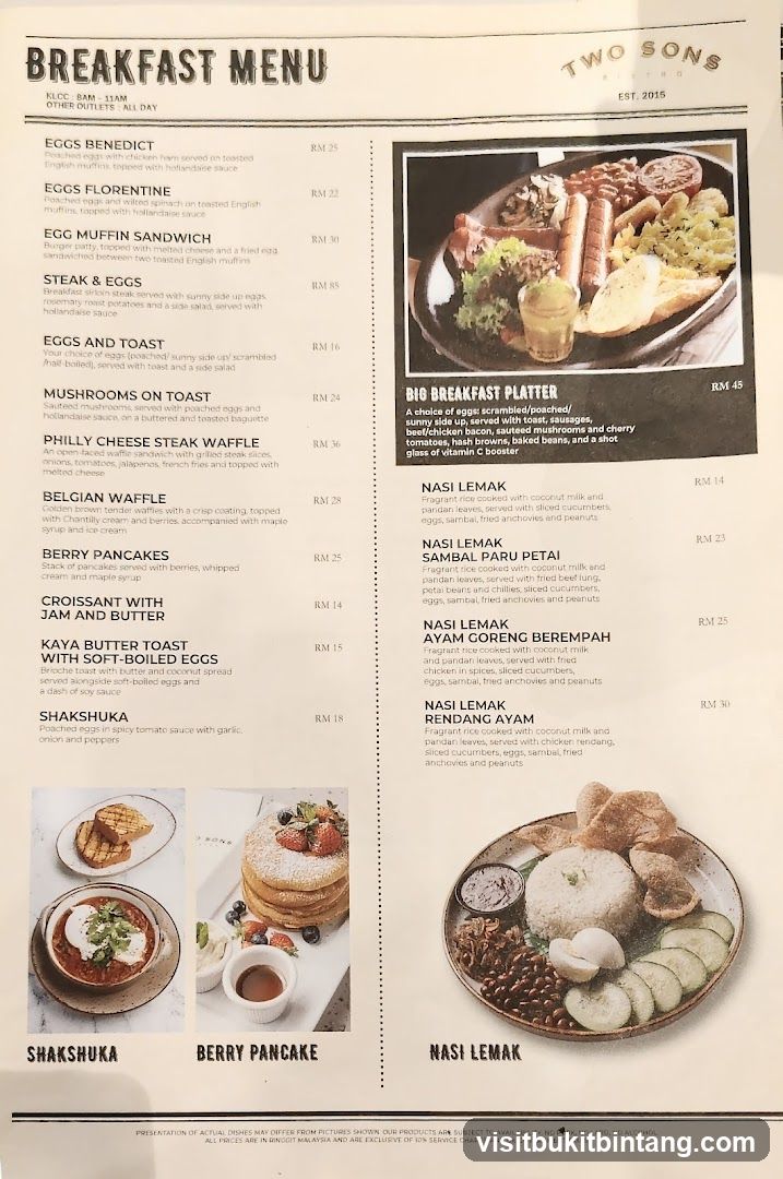 BREAKFAST MENU