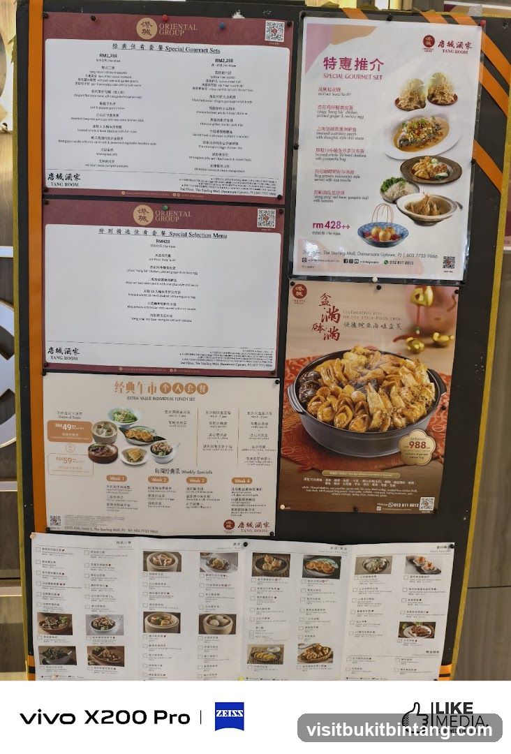 Oriental Group Tang Room Menu