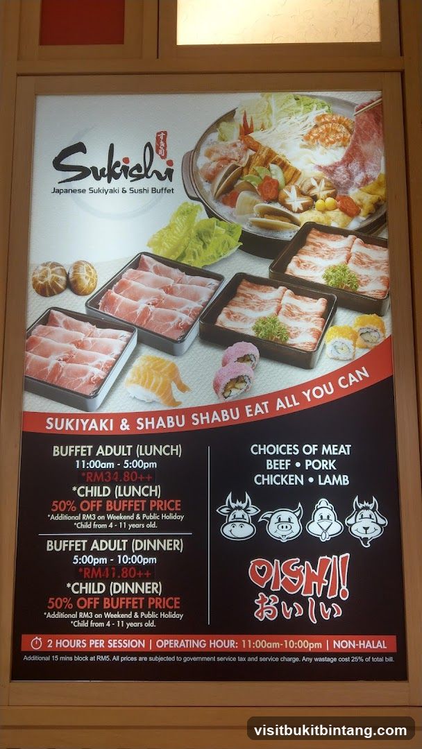 Sukichi Japanese Sukiyaki & Sushi Buffet Menu
