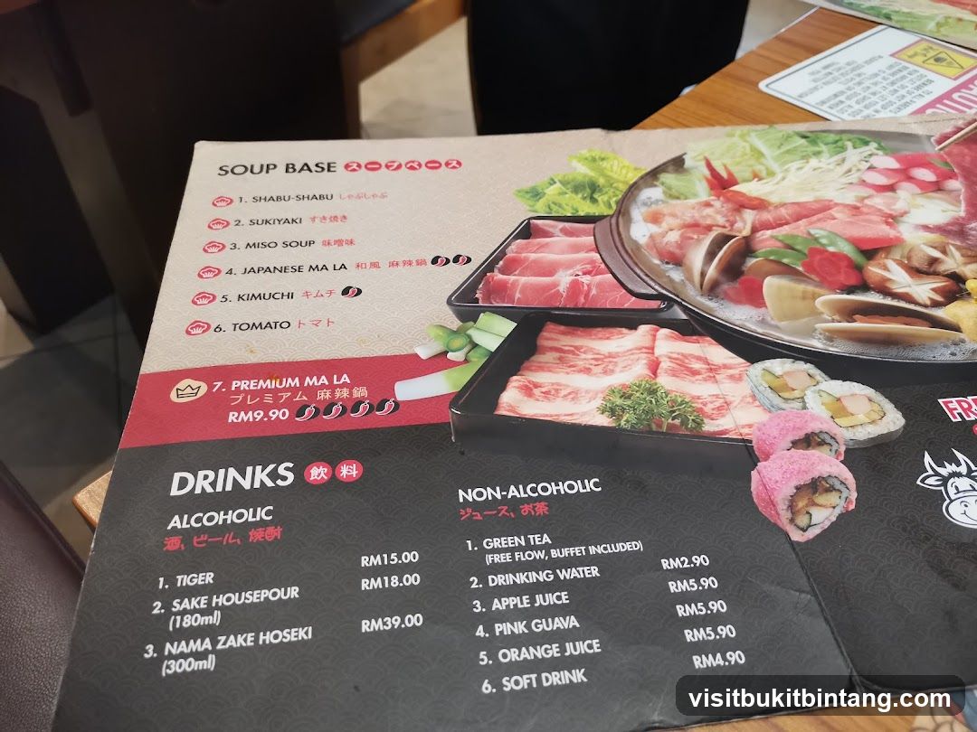 Soup Base and Drinks Menu