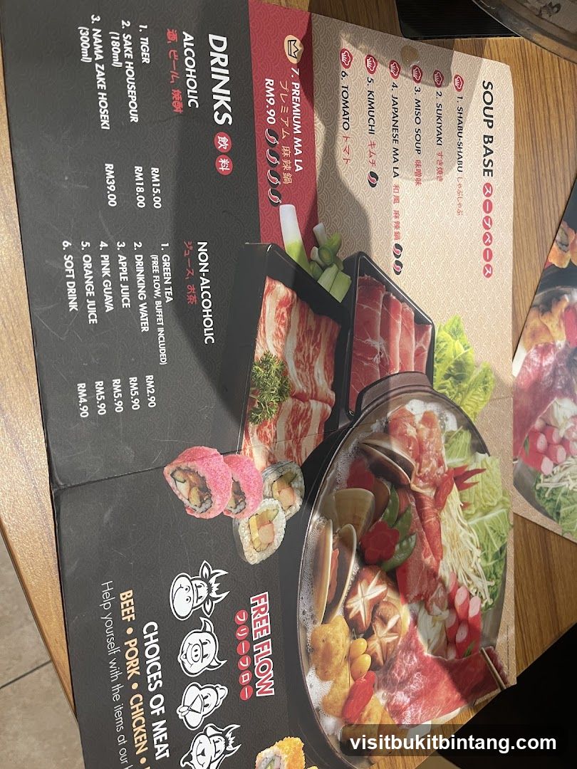 Soup Base and Drinks Menu