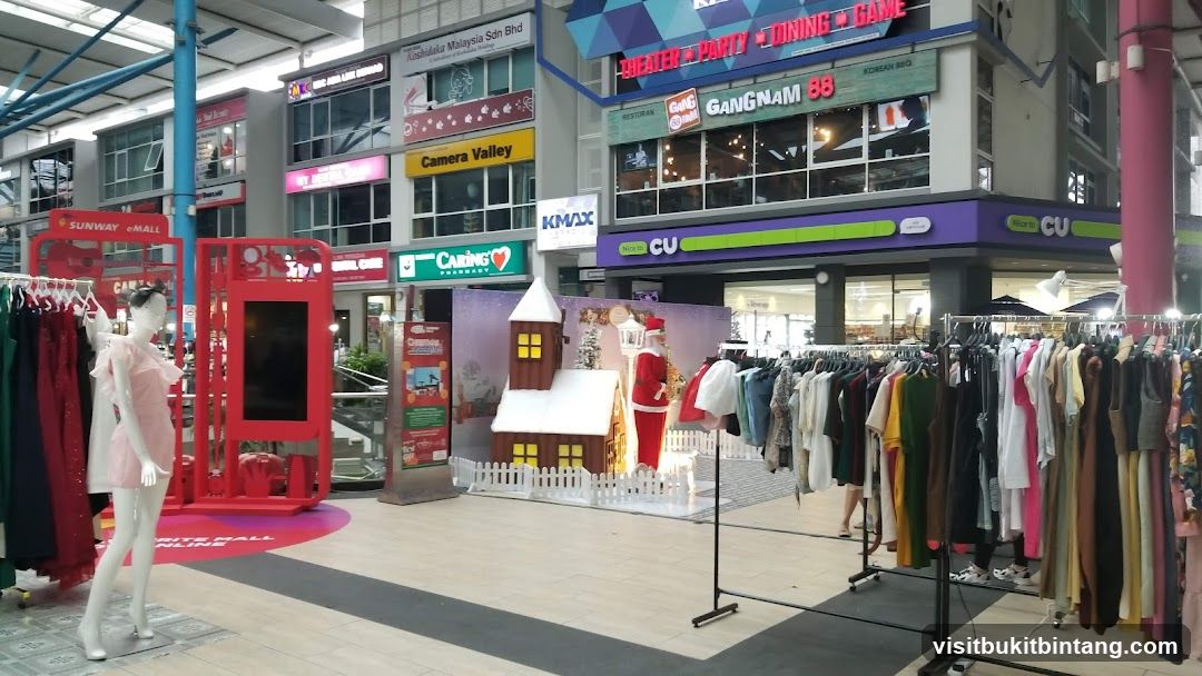 Shopping Mall Interior with Christmas Decorations