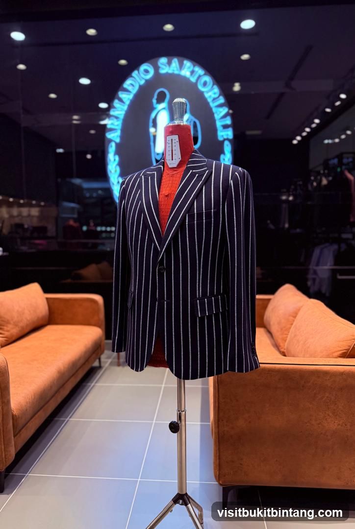 Mannequin in a pinstripe suit jacket