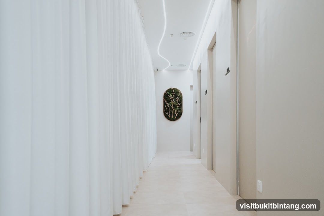 Modern Hallway with Vertical Blinds and Artwork