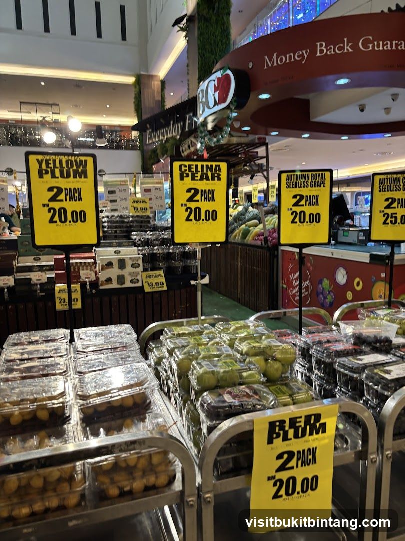 Fruit display with price tags