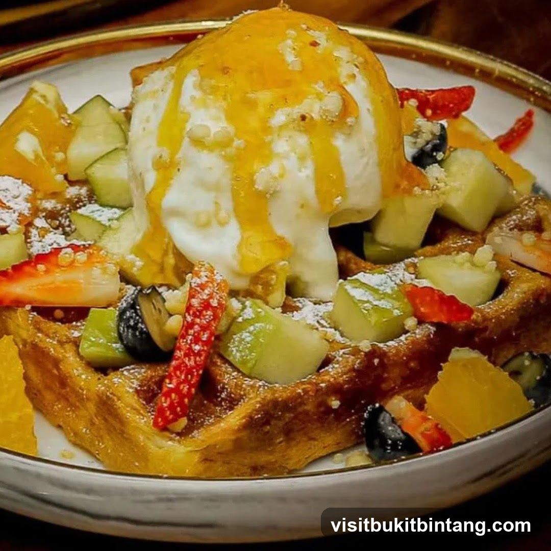 Waffle with Ice Cream and Fruit