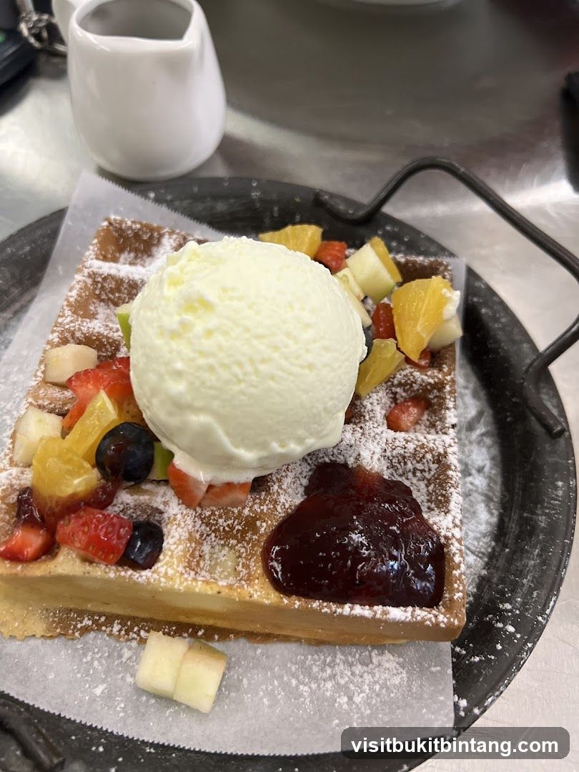 Waffle with Ice Cream and Fruit