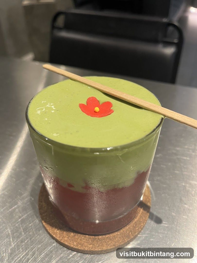 Matcha Drink with Flower Garnish