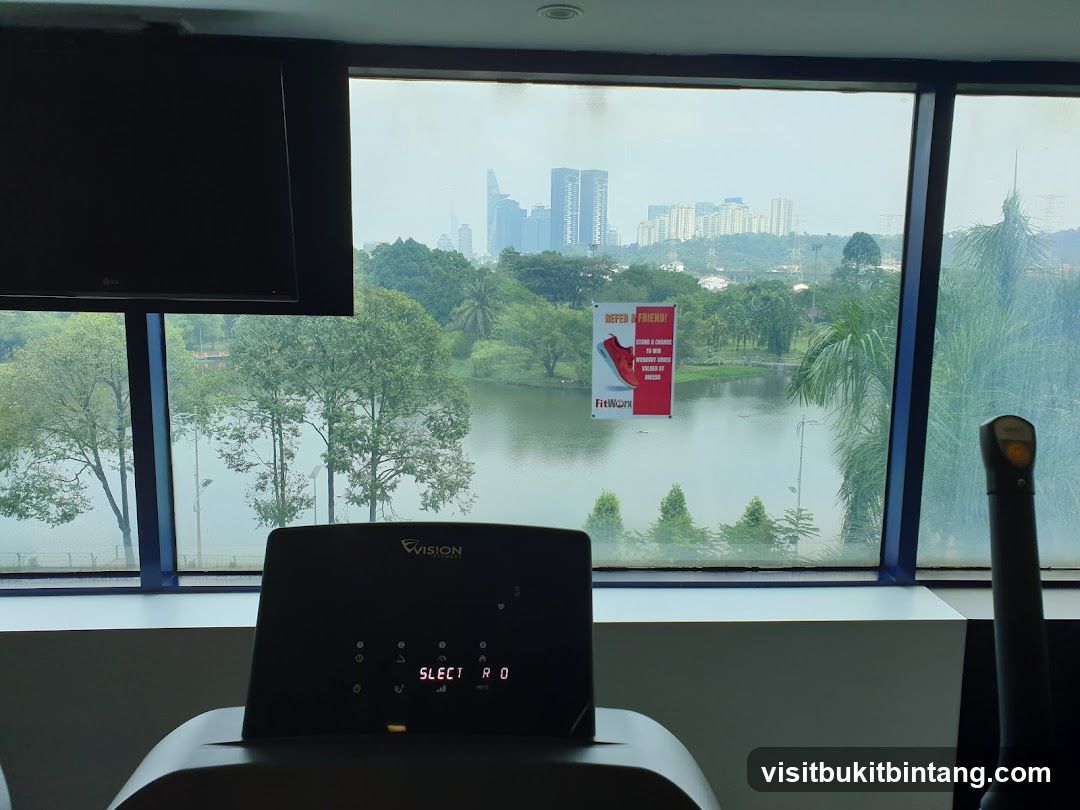 Gym Equipment with Lake View