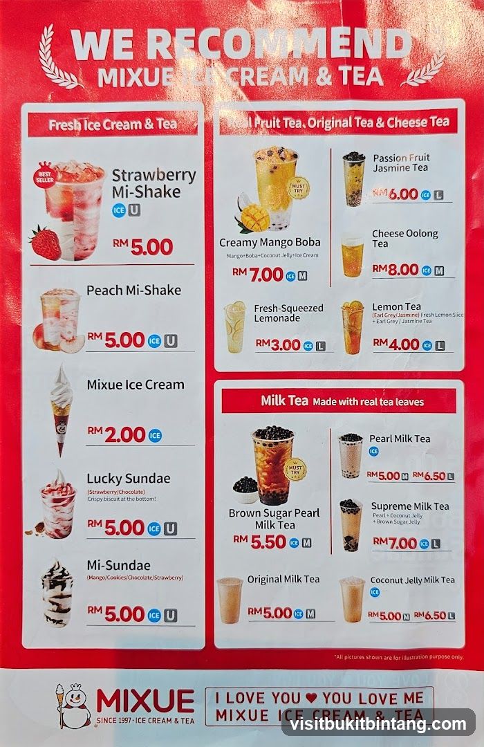 Mixue Ice Cream & Tea Menu