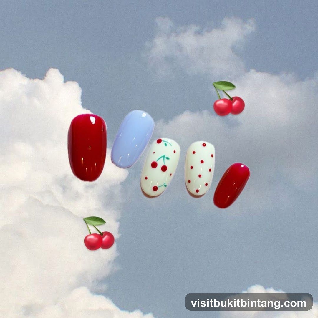 Cherry Themed Press-On Nails