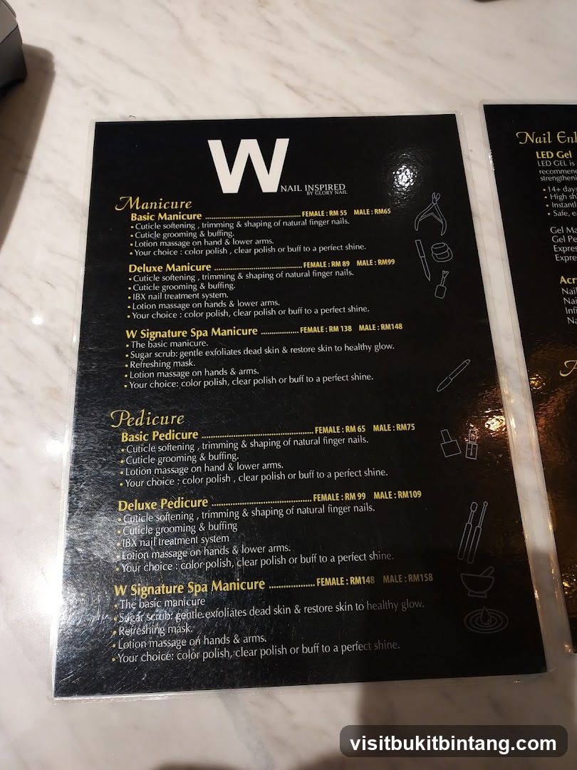 W Nail Inspired Menu