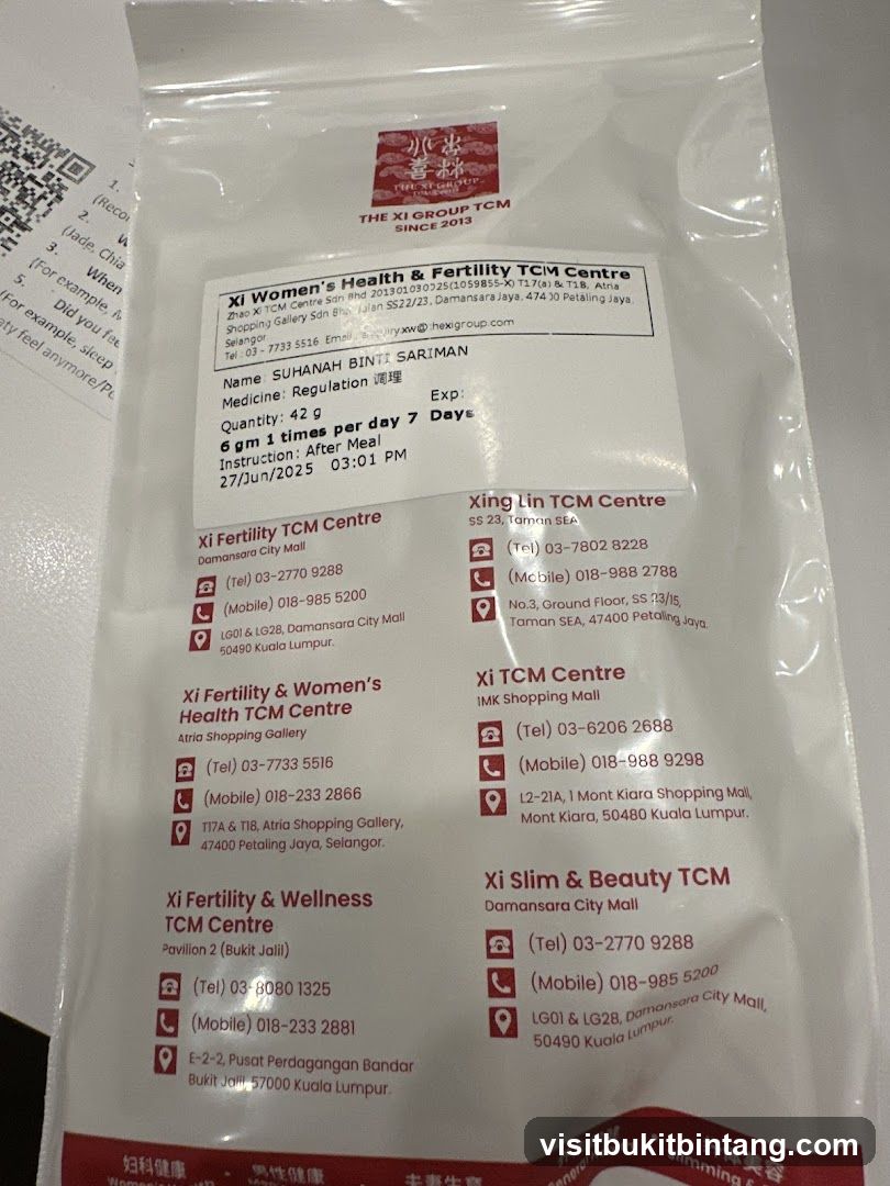 Xi Women's Health & Fertility TCM Centre Product Label
