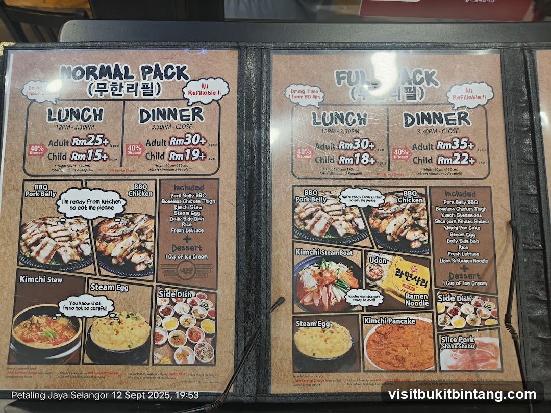 Korean BBQ Menu