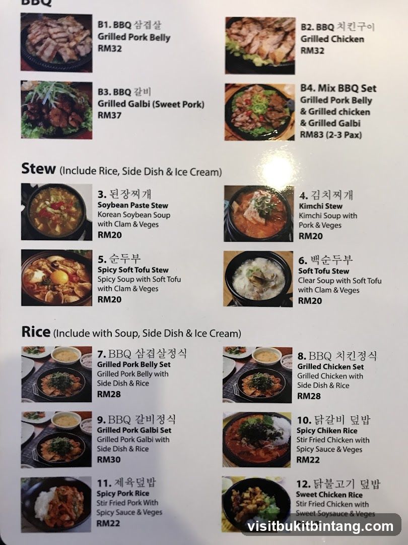 BBQ, Stew, Rice Menu