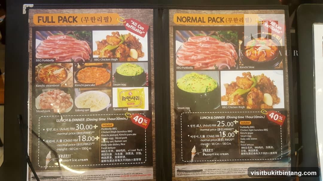 Full Pack & Normal Pack Menu