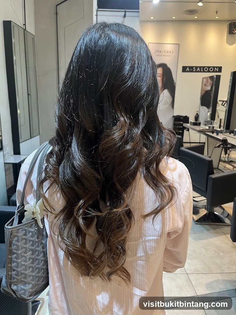 Woman with styled hair in a salon