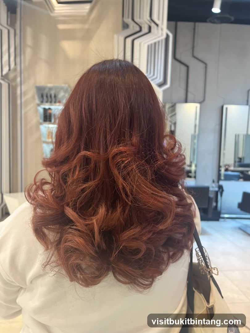 Woman with styled auburn hair