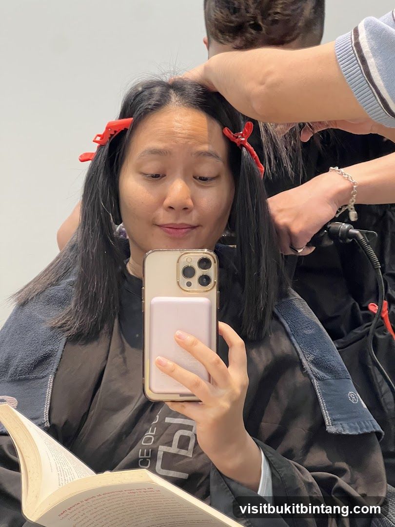 Woman getting her hair done